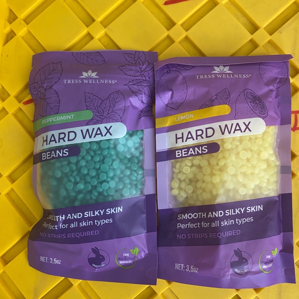 2 Tress Wellness Hard Wax Beans Beads Hair Removal 3.5 oz Lemon peppermint